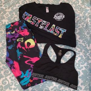Justice Tunic, Leggings, and Sports Bra Set
